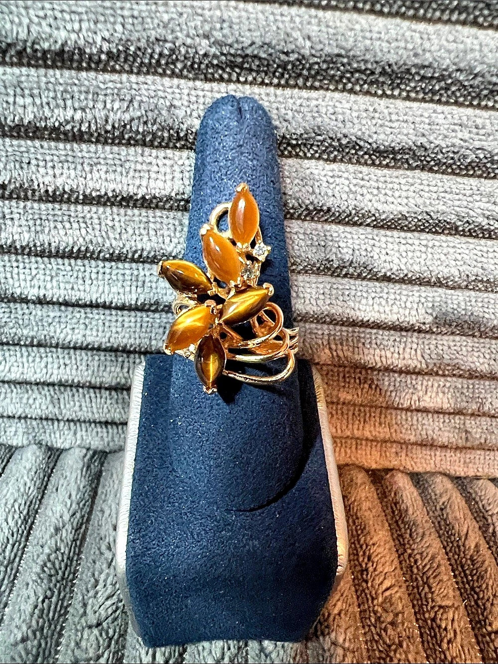 Vintage 18K Gold Electroplated Statement Floral Ring